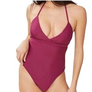 Andie Swim The Lagos One Piece Swimsuit Plum Size L NWT